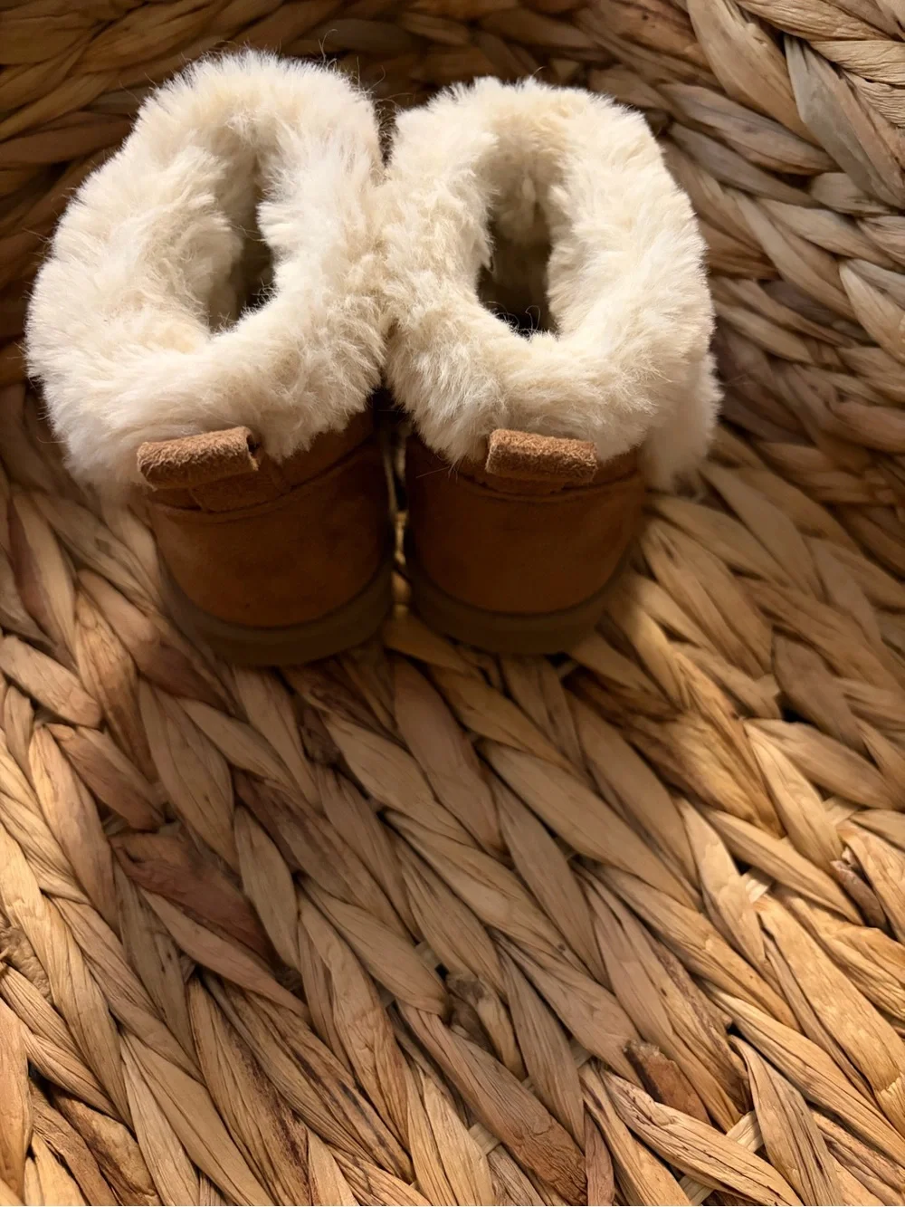wonder nation Tan Faux Suede Toddler Fur Cuff Boots